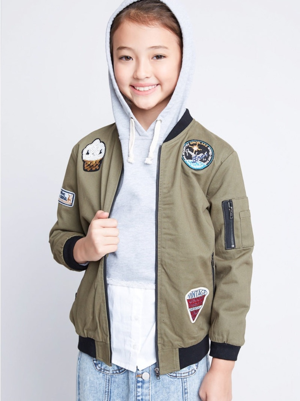 🌼Hayden Girls Patchwork Bomber Jacket
